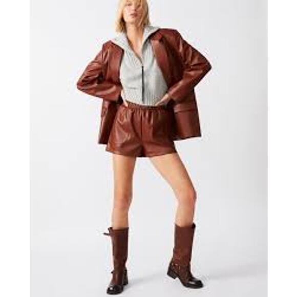 Steve Madden Faux The Record Brown Cognac Vegan Leather Short Side Slit #BL30307 - Picture 5 of 9